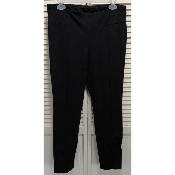 Zach‎ & Rachel Black Dress Pants Pleats Elastic Band Size Large Mid Rise - Picture 1 of 7